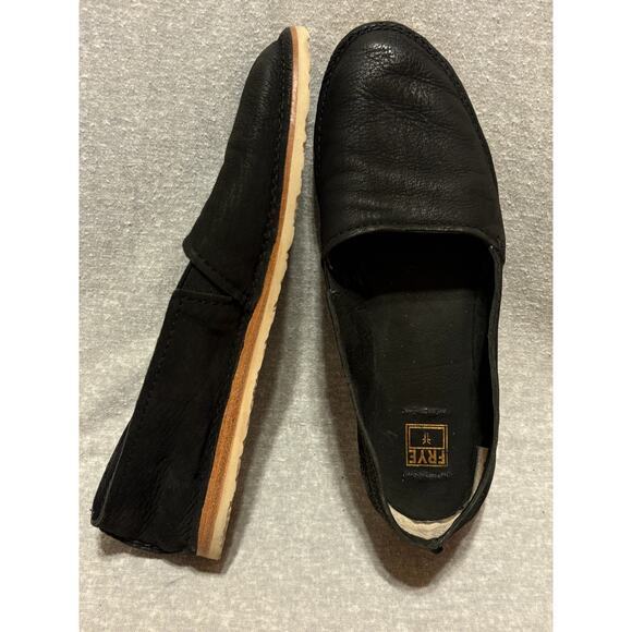 Frye Size 6 Black Leather Flats Slip Ons Loafers Ballet flats Women’s Shoes EUC - Picture 3 of 10